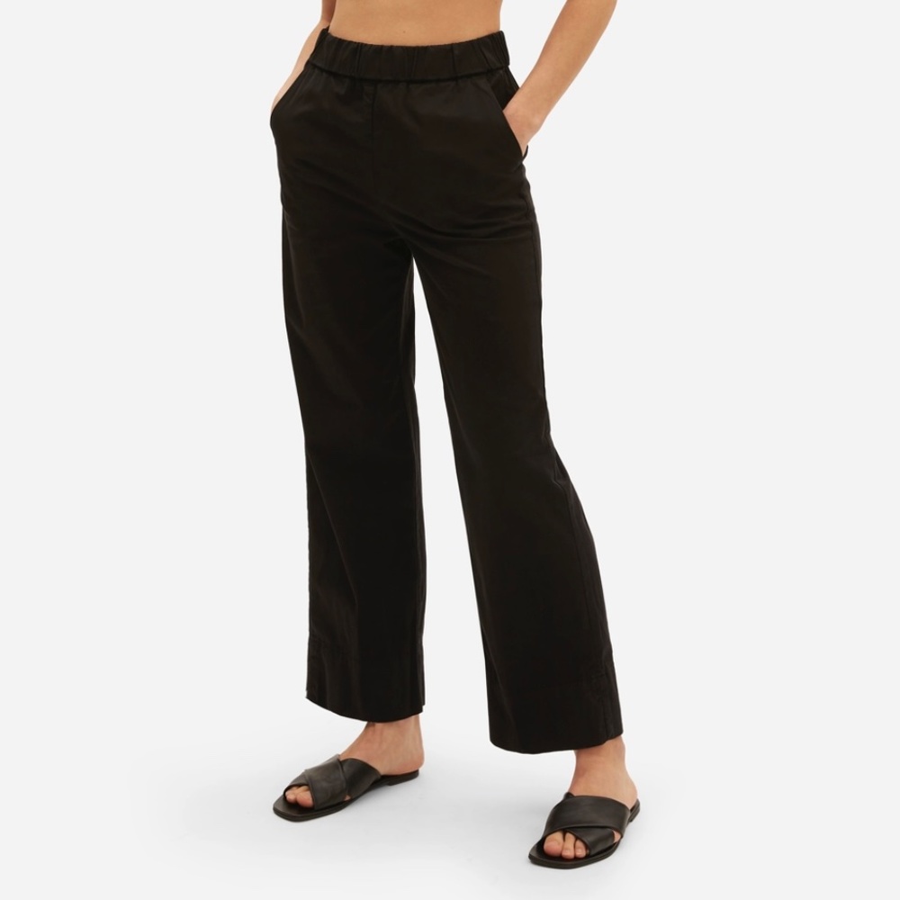 Everlane Womens Pull On Pant Size 6 Black High Waist Straight Leg Organic Cotton - Picture 2 of 15